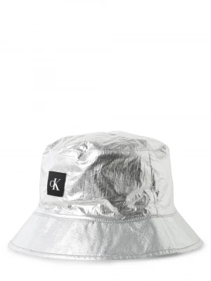 Calvin Klein Jeans - Damski bucket hat z dwustronnym wzorem, srebrny|czarny