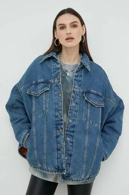 Levi's kurtka jeansowa damska kolor niebieski przejściowa oversize