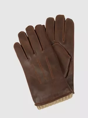 Rękawiczki skórzane ze ściągaczami z dzianiny model ‘Wilson’ Pearlwood