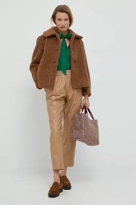 Sisley kurtka damska kolor brązowy przejściowa